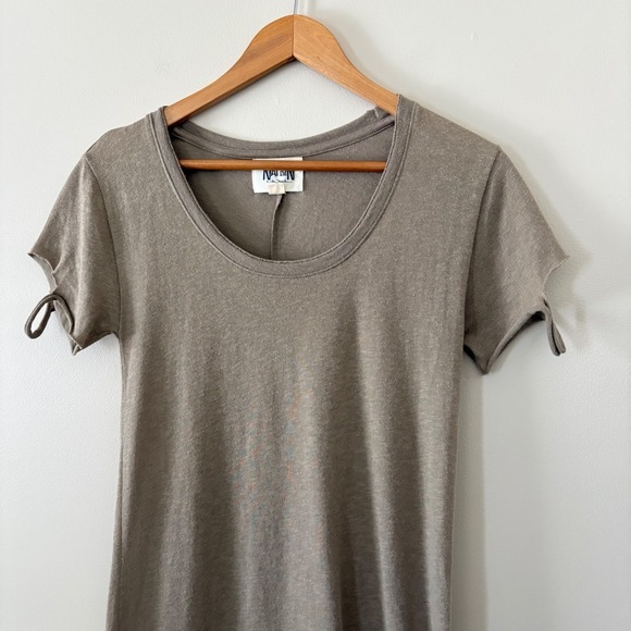 Nation Ltd Layla Tee Mini Dress Taupe Scoop Neck Cotton Blend Small Made in Peru - Picture 3 of 10